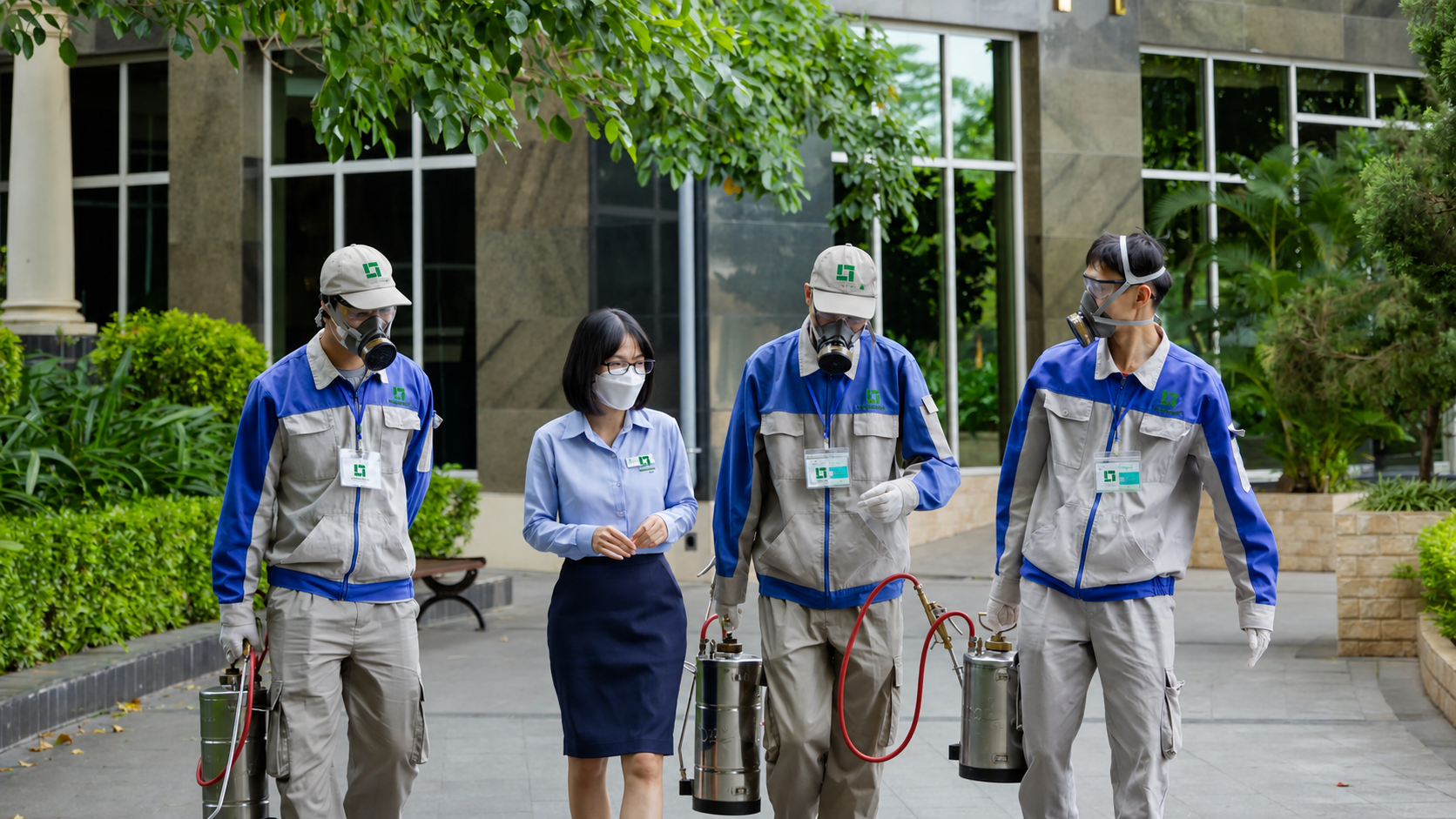 Đội kỹ thuật KTPVN kiểm soát dịch hại tại khu vực tòa nhà doanh nghiệp